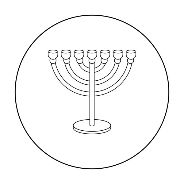 Menorah icon in outline style isolated on white background. Religion symbol stock vector illustration. — Stock Vector