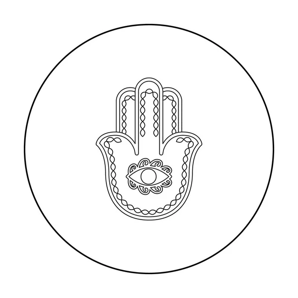 Ícone de Hamsa em estilo esboço isolado no fundo branco. Religião símbolo estoque vetor ilustração . — Vetor de Stock