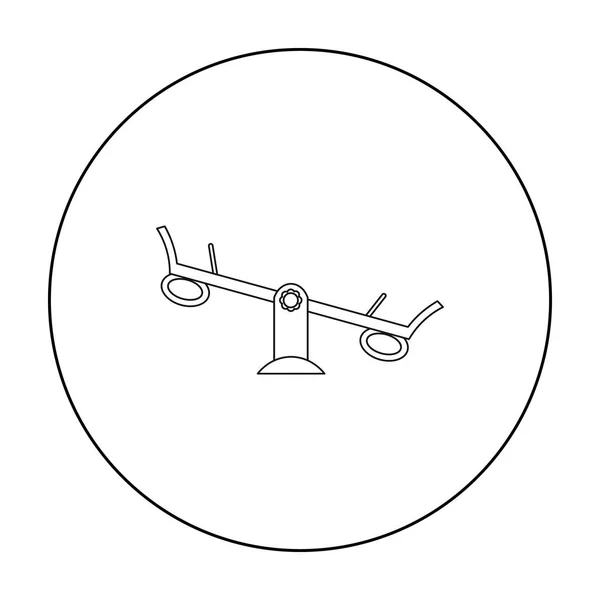 アウトライン スタイルの白い背景で隔離のシーソー ・ アイコン。庭のシンボル株式ベクトル図を再生します。. — ストックベクタ