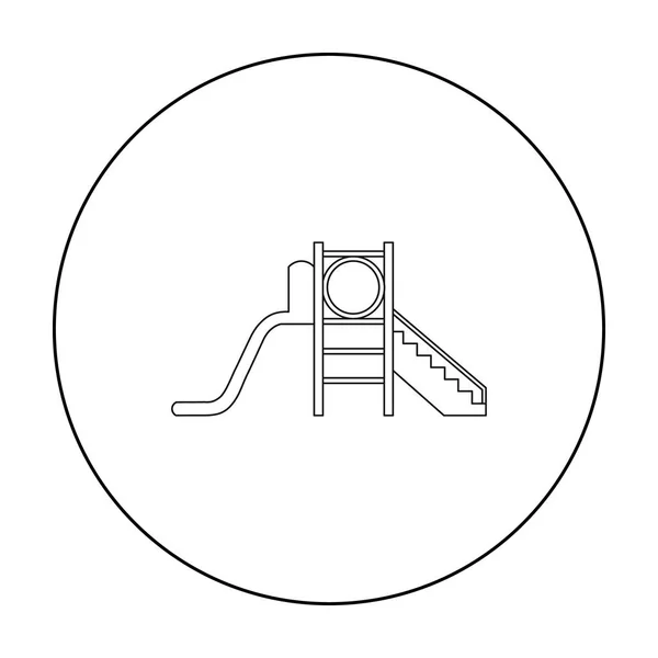 Icono de diapositiva de patio de recreo en estilo de contorno aislado sobre fondo blanco. Jugar jardín símbolo stock vector ilustración . — Vector de stock