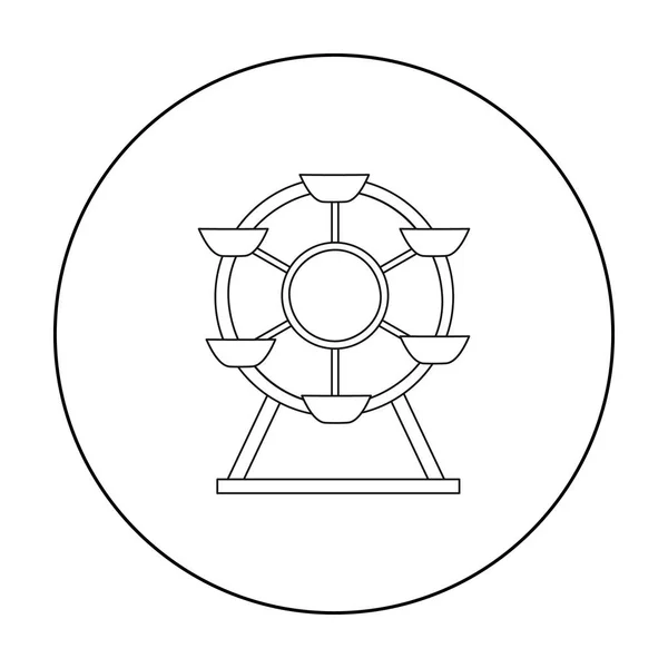 Icona ruota panoramica in stile contorno isolato su sfondo bianco. Gioca giardino simbolo stock vettoriale illustrazione . — Vettoriale Stock