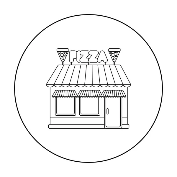 Ícone de pizzaria em estilo esboço isolado no fundo branco. Pizza e pizzaria símbolo estoque vetor ilustração . — Vetor de Stock