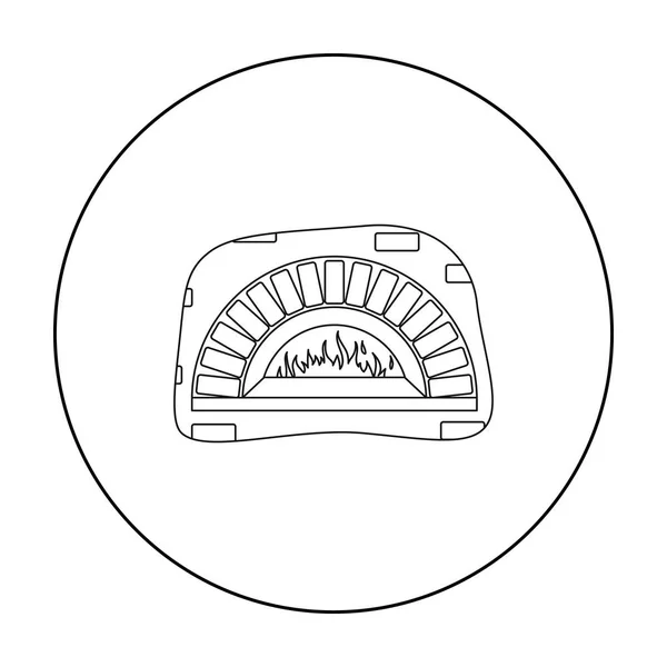 Icona forno a legna in stile contorno isolato su sfondo bianco. Pizza e pizzeria simbolo stock vettoriale illustrazione . — Vettoriale Stock