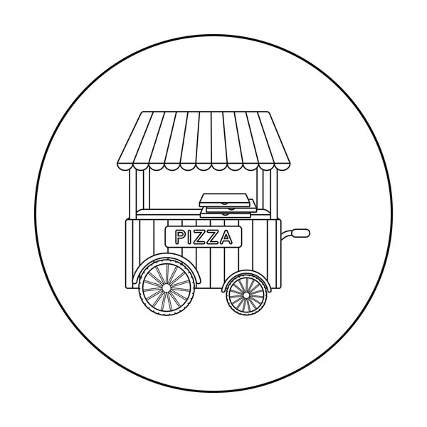 Ícone de carrinho de pizza em estilo esboço isolado no fundo branco. Pizza e pizzaria símbolo estoque vetor ilustração . —  Vetores de Stock