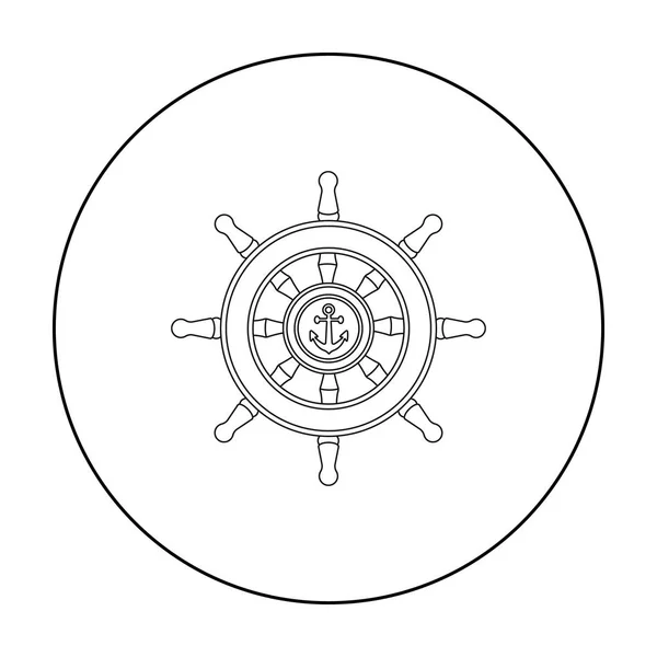 Icono del volante del barco de madera en estilo de contorno aislado sobre fondo blanco. Piratas símbolo stock vector ilustración . — Vector de stock