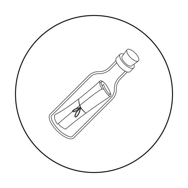 Wiadomość w ikonę butelek w stylu konspektu na białym tle. Piraci symbol Stockowa ilustracja wektorowa. — Wektor stockowy