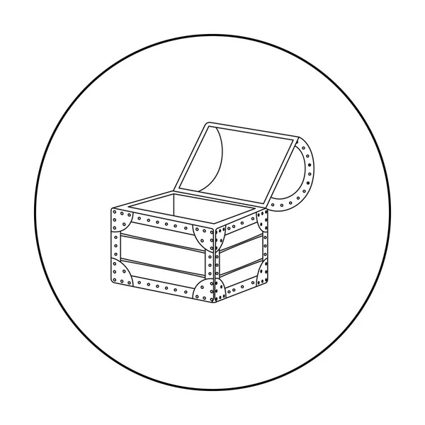 Icono de pecho de madera pirata en estilo de contorno aislado sobre fondo blanco. Piratas símbolo stock vector ilustración . — Vector de stock