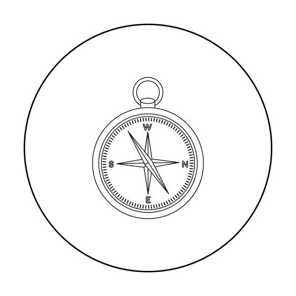 Icono de brújula en estilo de contorno aislado sobre fondo blanco. Piratas símbolo stock vector ilustración . — Vector de stock