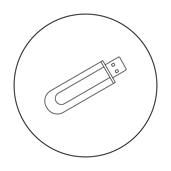 Flash disk ikonu ve stylu osnovy izolovaných na bílém pozadí. Osobní počítač symbol akcií vektorové ilustrace. — Stockový vektor