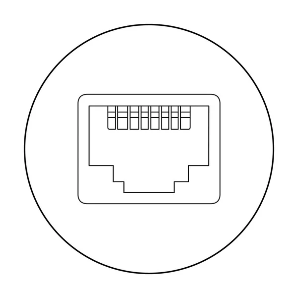 白い背景で隔離のアウトライン スタイルで Lan ポートのアイコン。パソコン シンボル株式ベクトル図. — ストックベクタ