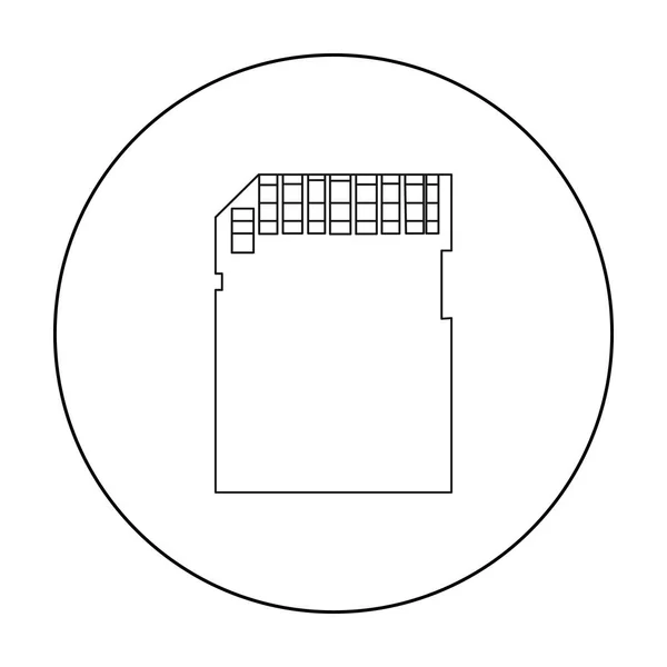 Icono de tarjeta SD en estilo de esquema aislado sobre fondo blanco. Ordenador personal símbolo stock vector ilustración . — Vector de stock
