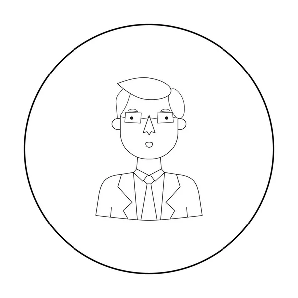 Icône d'homme d'affaires dans le style de contour isolé sur fond blanc. Illustration vectorielle de symboles de professions différentes . — Image vectorielle