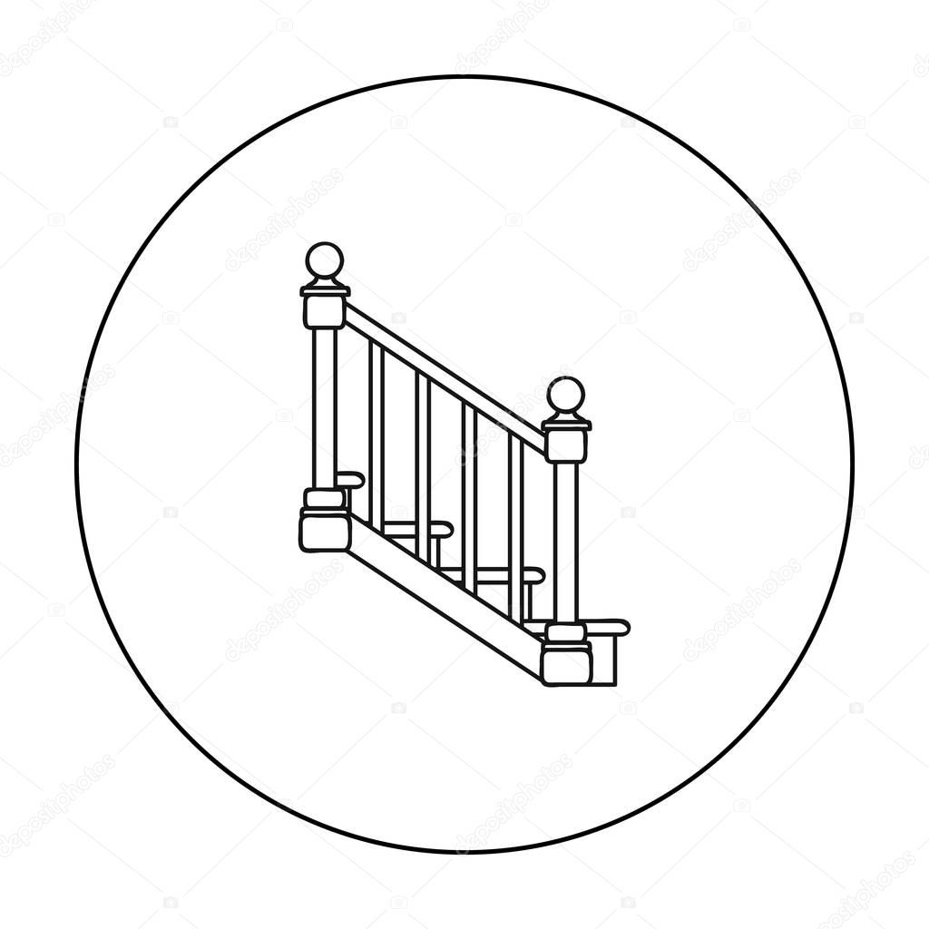 Stairs icon in outline style isolated on white background. Sawmill and timber symbol vector illustration.