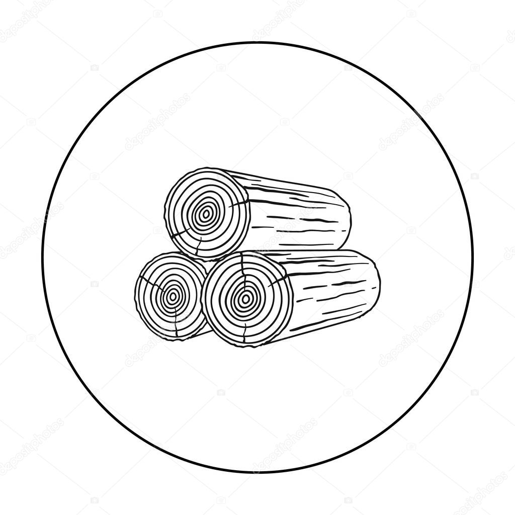 Stack of logs icon in outline style isolated on white background. Sawmill and timber symbol stock vector illustration.