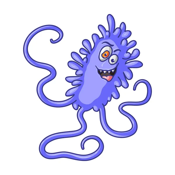 Lila vírus ikonját rajzfilm stílusú elszigetelt fehér background. Vírusok és a bacteries szimbólum, vektor stock illusztráció. — Stock Vector
