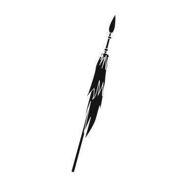 Ahşap mızrak ile metal uç. Moğol Tatar Ulusal silah. Moğolistan tek simge siyah stil vektör simge stok çizimde.