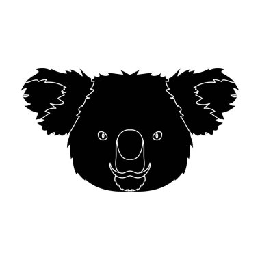 Koala simge siyah stil beyaz arka plan üzerinde izole içinde. Hisse senedi vektör çizim gerçekçi hayvan sembolü.