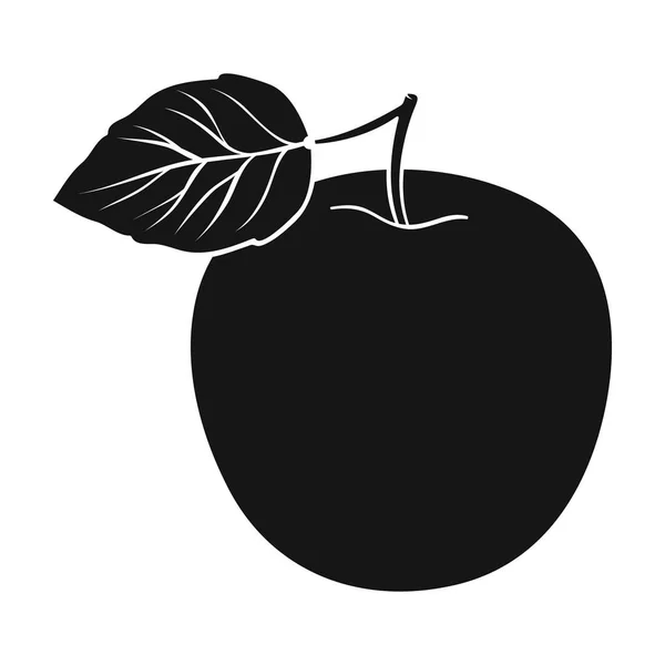 Grüner Apfel mit Blatt.Richtige Ernährung für Diabetes.Diabetes einziges Symbol in schwarzem Stil Vektor Symbolstock Illustration. — Stockvektor