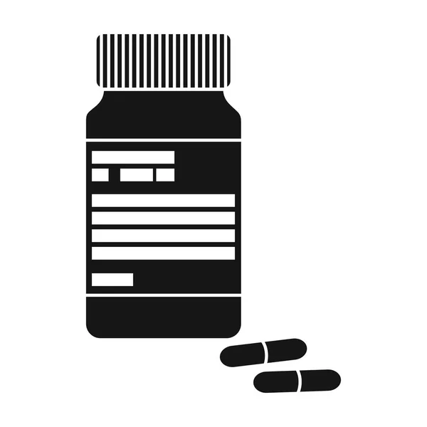 Garrafa com pílulas de insulina.Pills para diabetes.Medications diabetic.Diabetes único ícone em estilo preto símbolo vetorial ilustração estoque . — Vetor de Stock