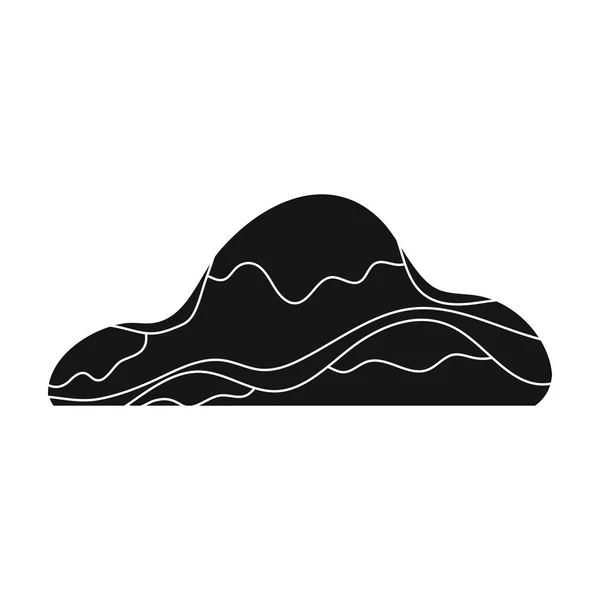 Montagna bassa sabbia marrone. Diverse montagne singola icona in stile nero vettore simbolo stock illustrazione . — Vettoriale Stock