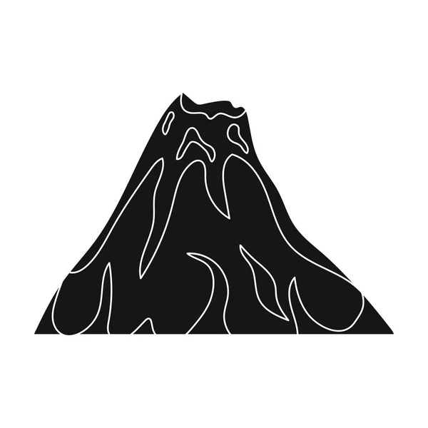 A fiery volcano.A mountain in which there is a volcanic eruption.Different mountains single icon in black style vector symbol stock illustration. — Stock Vector