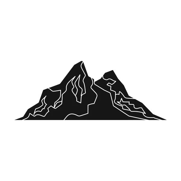 Scharfe Berge, auf deren Gipfeln der Schnee schmilzt. Verschiedene Berge ein einziges Symbol im schwarzen Stil Vektor Symbol Stock Illustration. — Stockvektor
