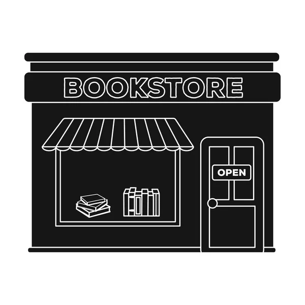 Icono de librería en estilo negro aislado sobre fondo blanco. Biblioteca y librería símbolo stock vector ilustración . — Vector de stock