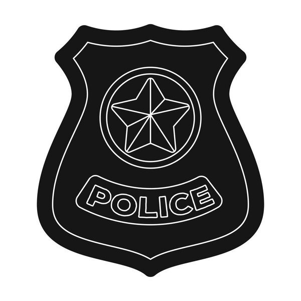 Значок полицейского значка в черном стиле выделен на белом фоне. Векторная иллюстрация символов полиции
.