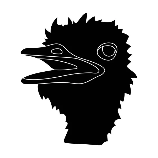 Иконка страуса в черном стиле выделена на белом фоне. Реалистичные животные символическая векторная иллюстрация . — стоковый вектор