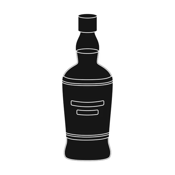 Flasche schottischen Whiskey-Ikone in schwarzem Stil isoliert auf weißem Hintergrund. Schottland Land Symbol Aktienvektor Illustration. — Stockvektor