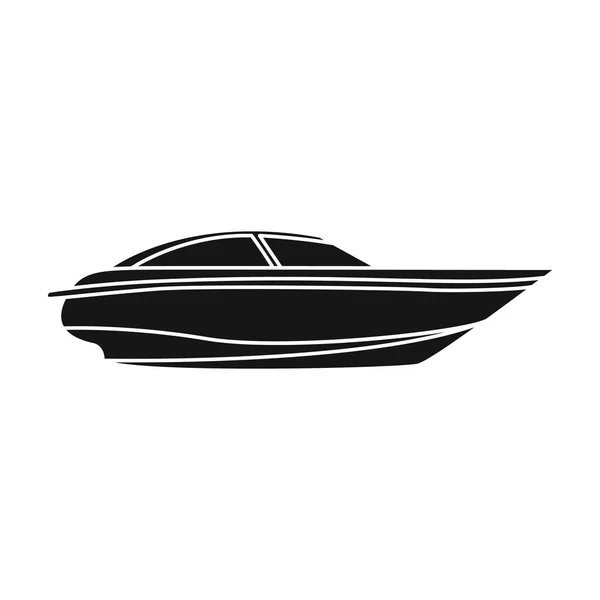 stock vector A small white boat with a motor.Boat for speed and competition.Ship and water transport single icon in black style vector symbol stock illustration.