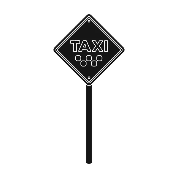 Taxi silniční stopku. Parkovací zóna pro žluté taxi. Taxi stanice jedna ikona v černém stylu vektor symbol skladem ilustrace. — Stockový vektor
