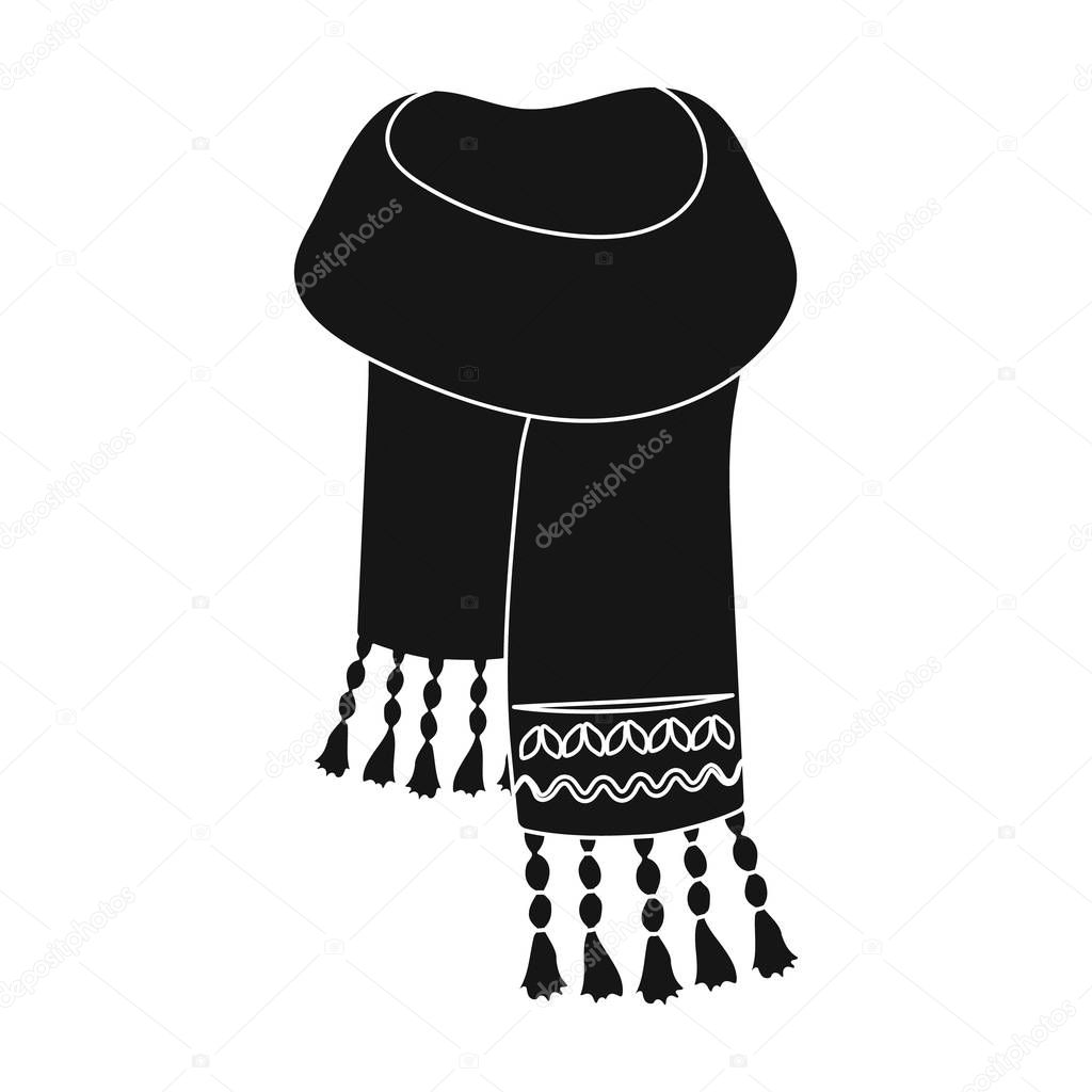 Blue felt scarf with beautiful patterns.Scarves and shawls single icon in black style vector symbol stock web illustration.