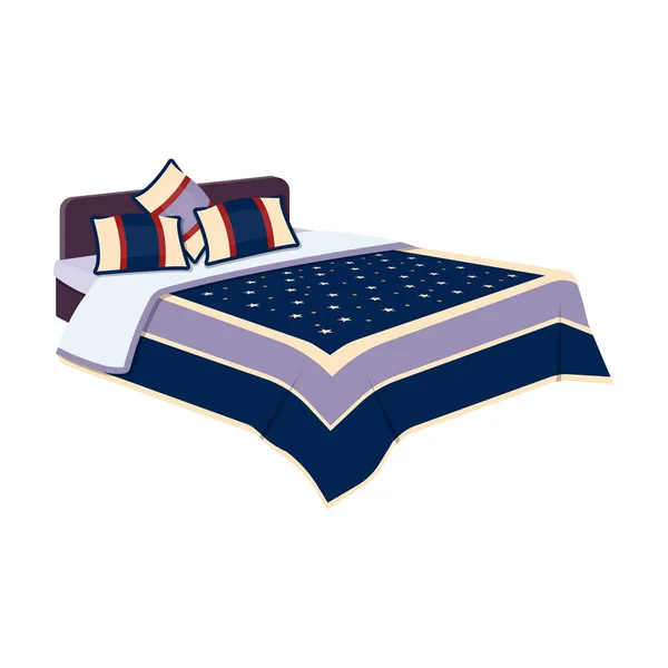 Cama dos homens com uma cama azul e estrelas.Cama ícone único em desenho animado estilo vetor símbolo estoque ilustração . —  Vetores de Stock