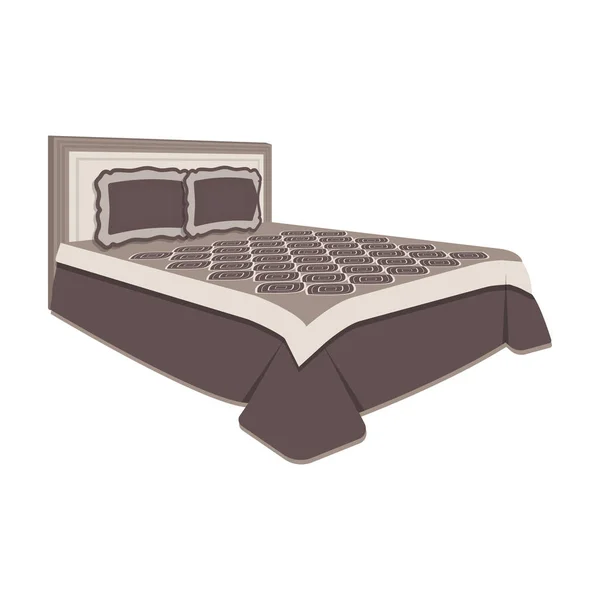 Schlafzimmer von oben mit beige wall.large doppelbett mit braun karierten bed.bed einzelnes symbol im cartoon-stil vektorsymbol stock illustration. — Stockvektor