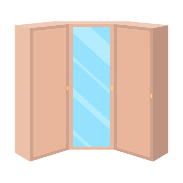 Roupeiro rosa com duas portas e um espelho. Armário de quarto. Mobiliário de quarto ícone único em desenho animado estilo vetor símbolo estoque ilustração . — Vetor de Stock