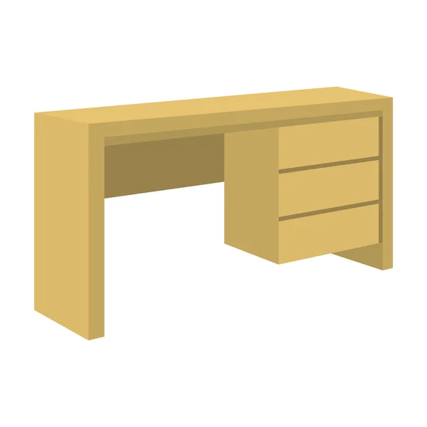 Una mesa de centro comercial para escribir.Mesa de madera en las piernas con cajones. Muebles de dormitorio icono único en la ilustración de stock de símbolo de vector de estilo de dibujos animados . — Vector de stock