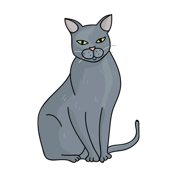 Εικονίδιο Chartreux σε ύφος κινούμενων σχεδίων που απομονώνονται σε λευκό φόντο. Φυλές γάτας σύμβολο εικονογράφηση διάνυσμα απόθεμα. — Διανυσματικό Αρχείο