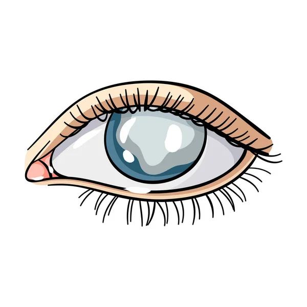 Yeux bleus d'un homme qui souffre de diabète. yeux brillants de sucre de sang élevé.Diabète icône unique dans le style de dessin animé vectoriel symbole illustration stock . — Image vectorielle