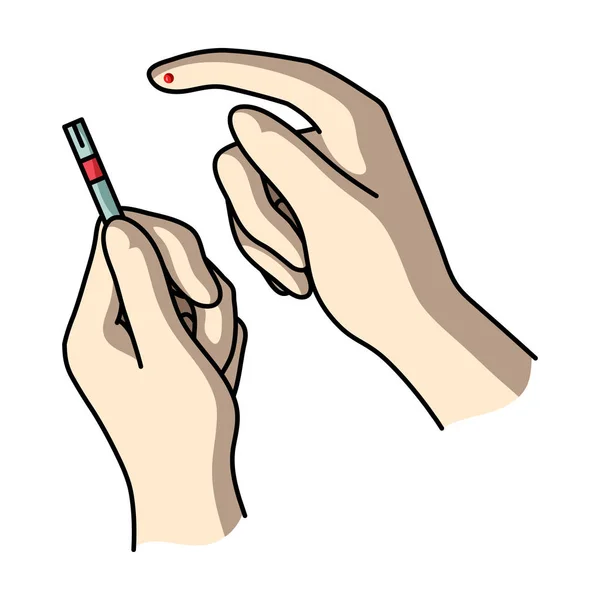 Test per la misurazione rapida dello zucchero nel sangue su una striscia di carta.Diabete singola icona in stile cartone animato simbolo vettore stock illustrazione . — Vettoriale Stock