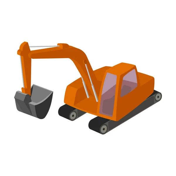 Escavadora laranja com balde. Máquina para mine.Mine Indústria ícone único em desenho animado estilo vetor símbolo estoque ilustração . — Vetor de Stock