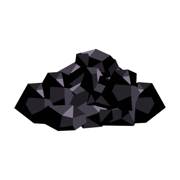 Černé minerály z dolu. Uhlí, která se těží v dolech. Důlní průmysl jednu ikonu kreslený styl vektor symbol akcií obrázku. — Stockový vektor