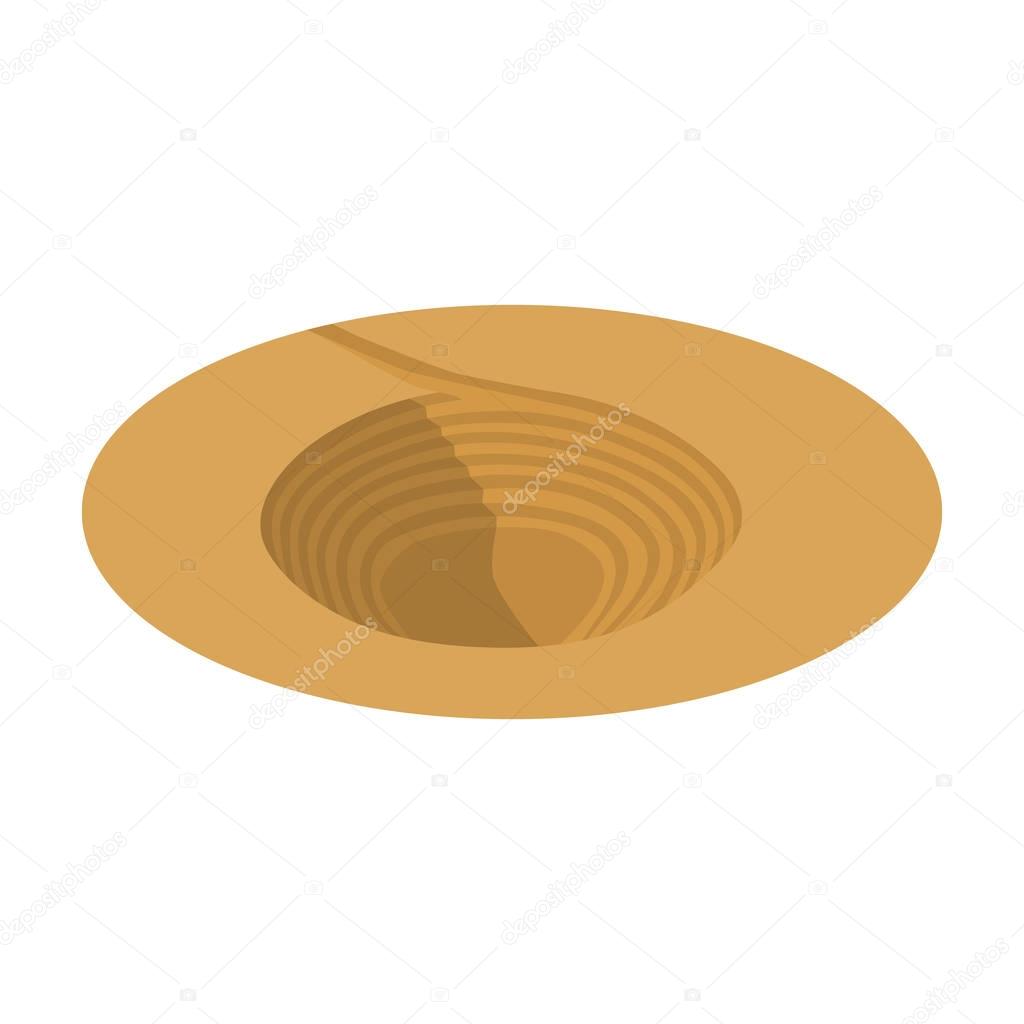 A big hole in the ground.The pit for the excavation of minerals.Mine Industry single icon in cartoon style vector symbol stock web illustration.