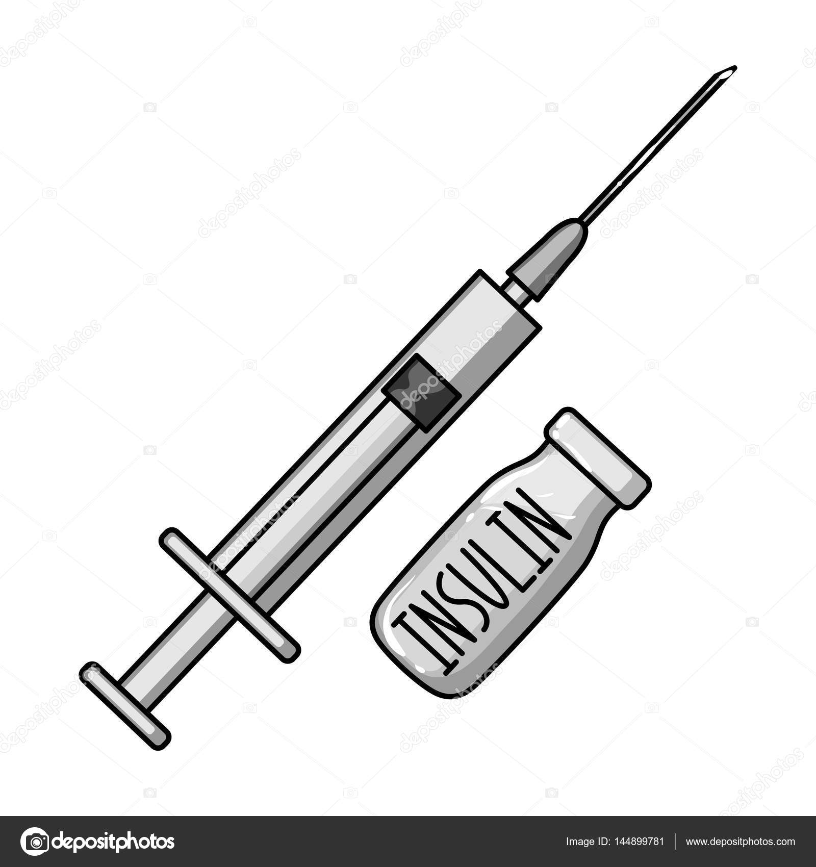 注射器和胰岛素瓶。治疗糖尿病的药物。糖尿病的单色风格矢量符号股票插画的单个图标. 图库矢量图©PandaVector 144899781