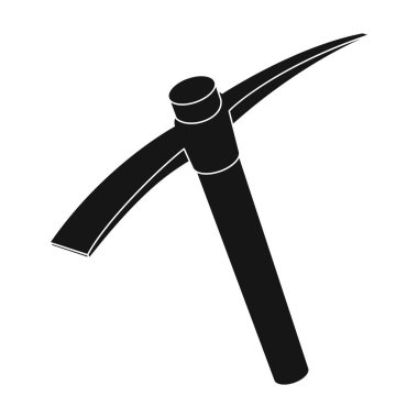 A wooden pickaxe with an iron tip.The tool that miners manually extract the minerals in the mine.Mine Industry single icon in black style vector symbol stock illustration. clipart