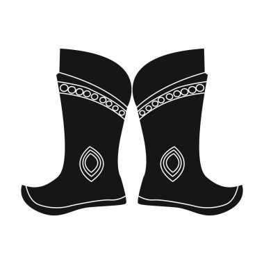 Mongols.part Mongolia.Mongolia tek simge siyah stil içinde ulusal elbise, askeri bot sembol stok illüstrasyon vektör.