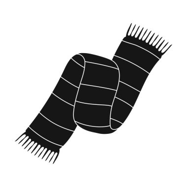 Güzel iki tonlu eşarp. Eşarp ile onu üstünde belgili tanımlık etraf ipleri. Simge siyah stil vektör simge stok çizimde tek eşarp ve şal.