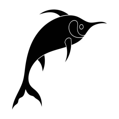 Marlin balık simge siyah stil beyaz arka plan üzerinde izole içinde. Deniz hayvanları hisse senedi vektör çizim sembolü.