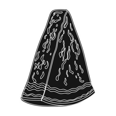 Kırmızı karpuz yeşil kabuklu ve siyah tohumları ile. Vejetaryen büyük berry. Vejetaryen yemekleri simge siyah stil vektör simge stok çizimde tek.