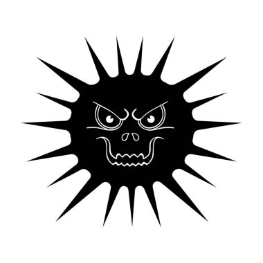 Gri virüs simge siyah stil beyaz arka plan üzerinde izole içinde. Virüsler ve bakteriler sembol stok vektör çizim.